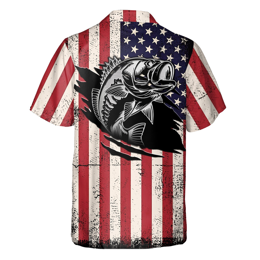 Patriotic Angler - Personalized Fishing Hawaiian Shirt
