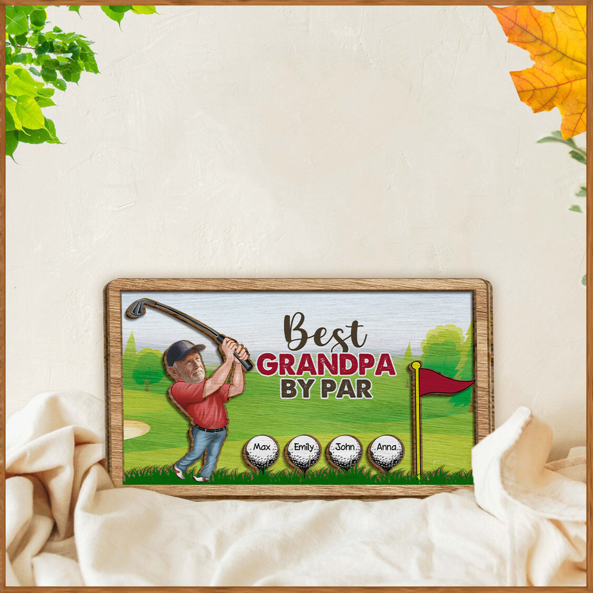 Best Grandpa By Par - Personalized Golf 2 Layered Wood Sign / Wood Plaque