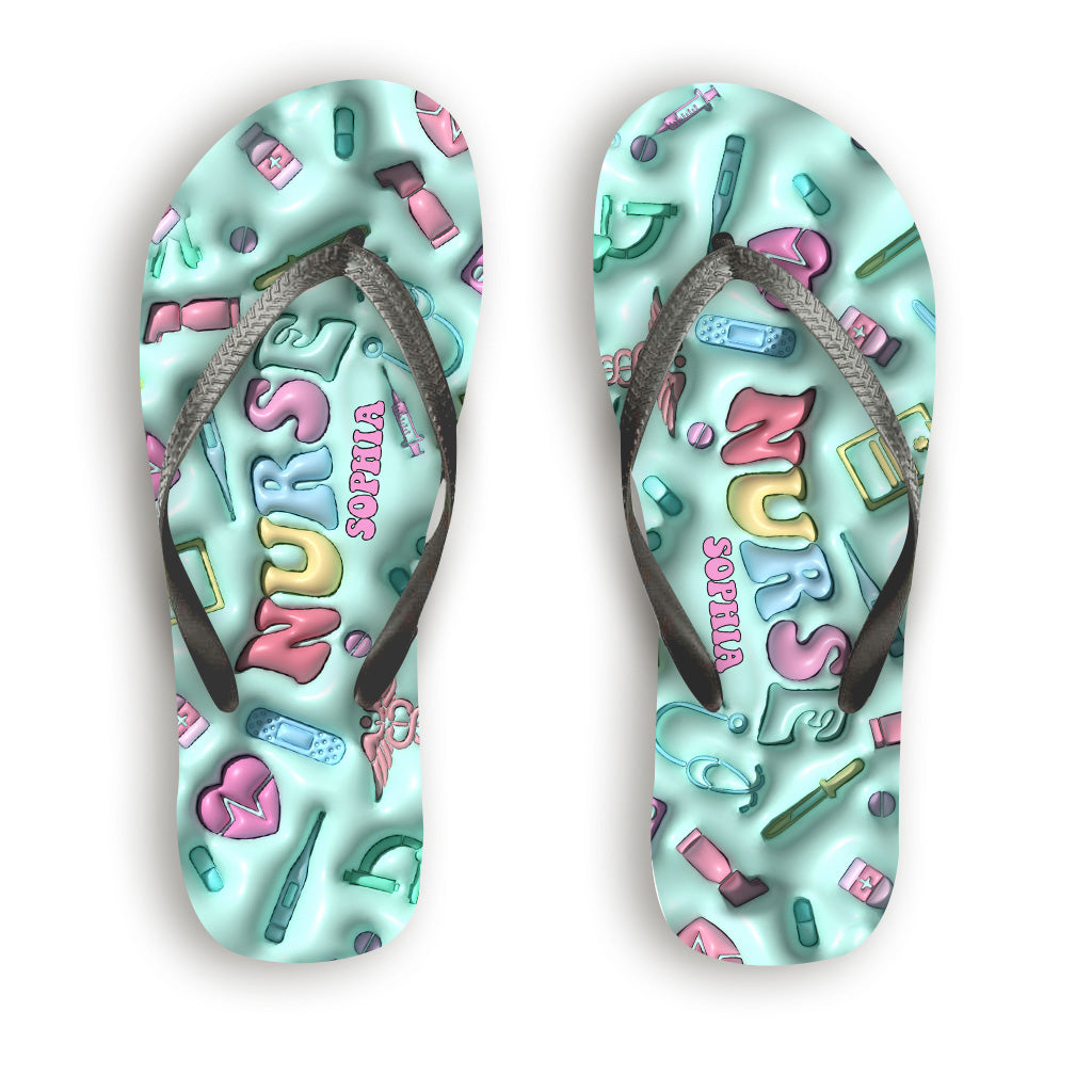 Krankenschwesterleben – Personalisierte Flip-Flops für Krankenschwestern