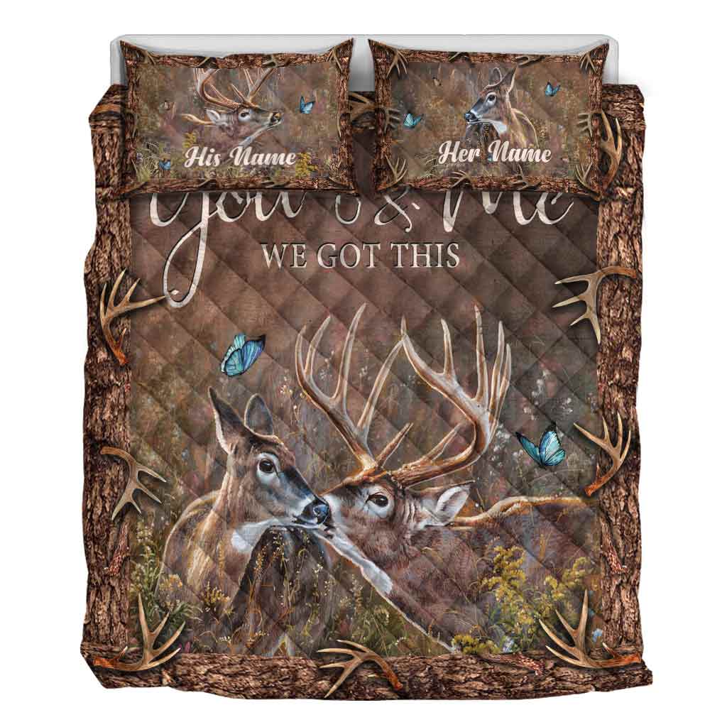 Hunting Couple - Personalized Quilt Set 112021