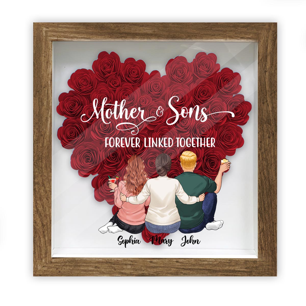 Mother And Daughters - Gift for mom, daughter, son - Personalized Flower Shadow Box