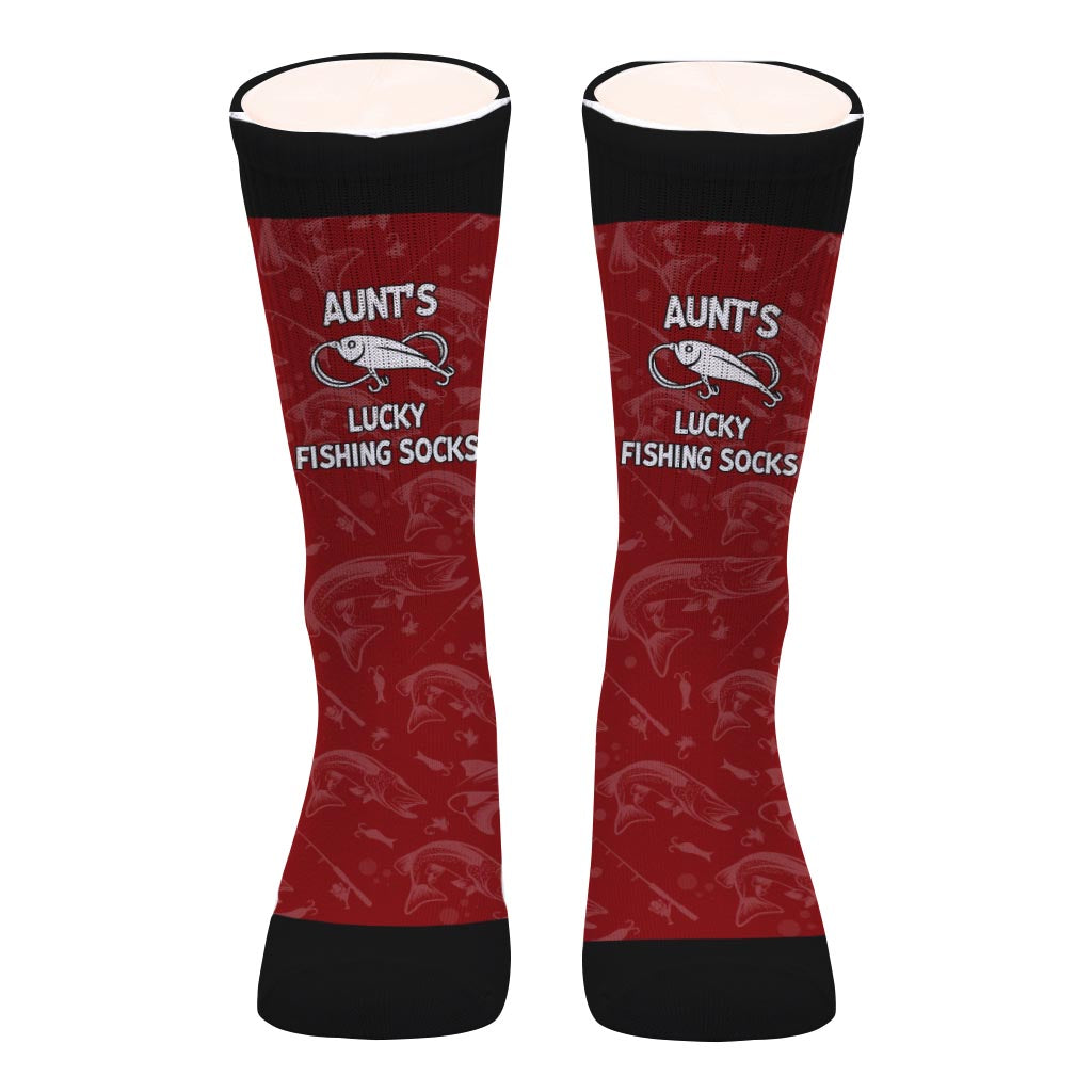 Lucky Fishing Socks - Gift for dad, uncle, aunt, grandma, grandpa, mom, son, daughter, brother, sister, granddaughter, grandson, husband, wife, boyfriend, girlfriend, friend, co-worker - Personalized Socks