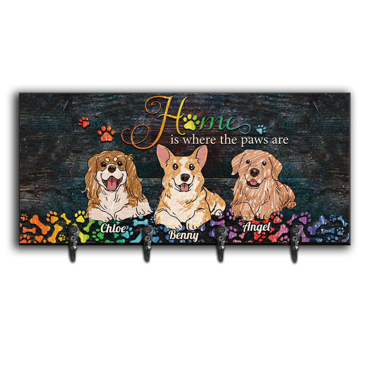 Home Is Where The Paws Are - Personalized Dog Key Rack