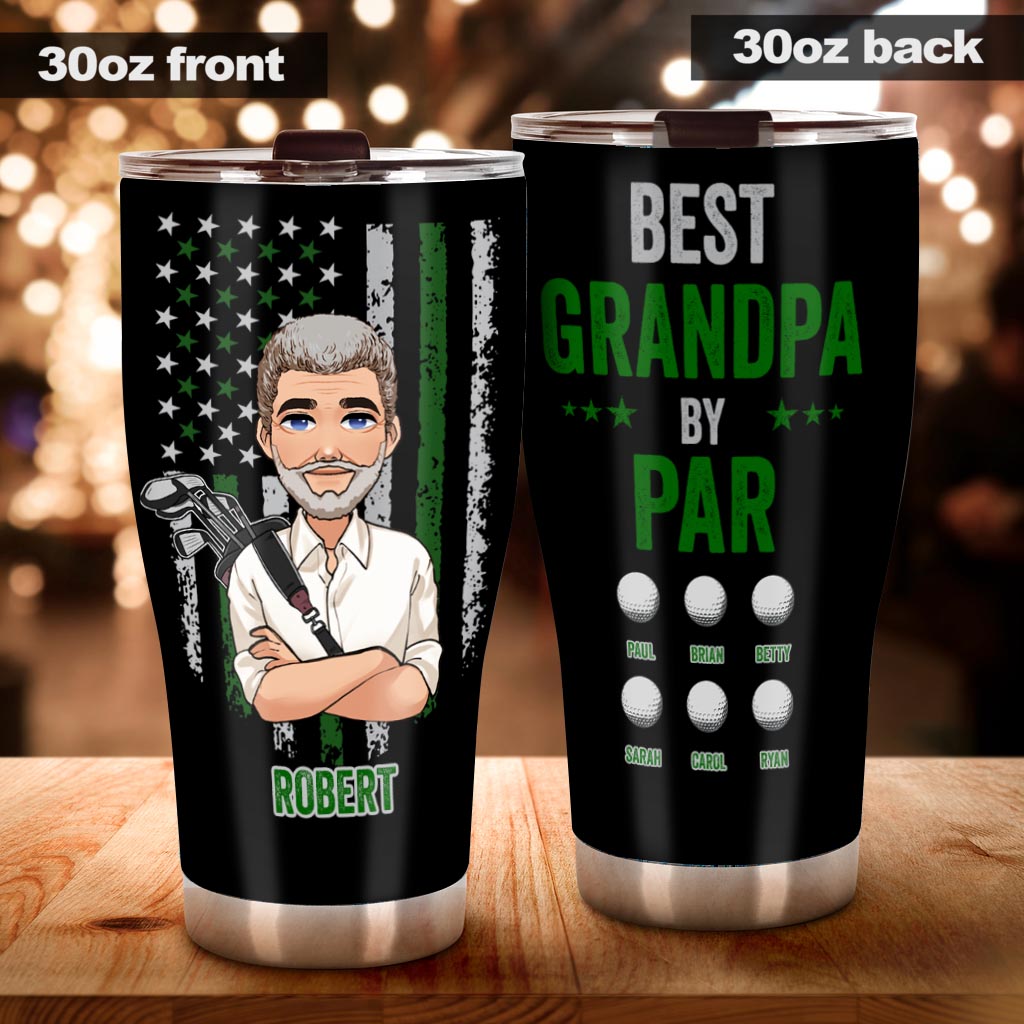 Best Grandpa By Par - Personalized Grandpa Tumbler