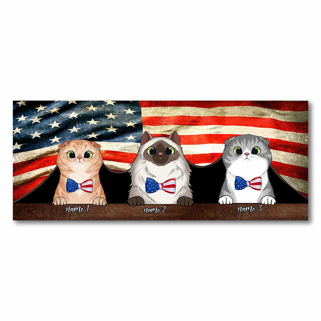 Red, White And Blue Cats - Personalized Independence Day Cat Truck Tailgate Decal