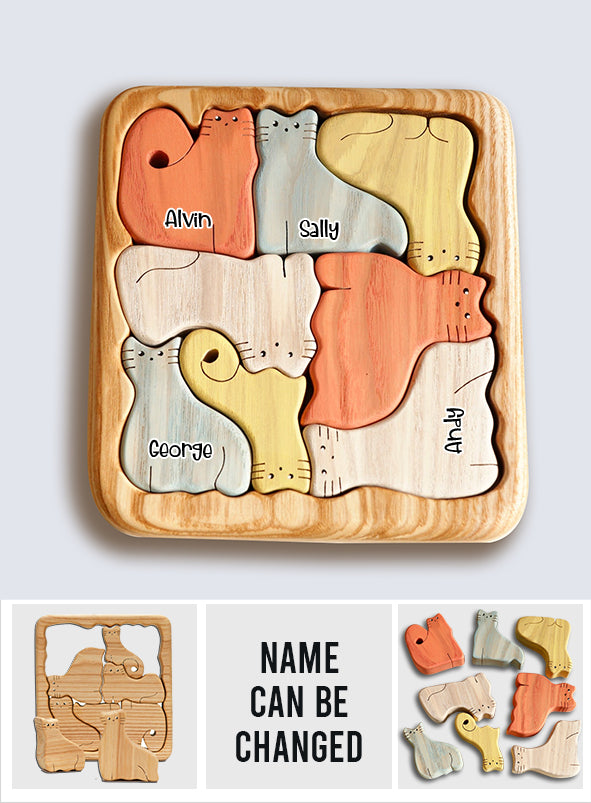 Cat Puzzle - Gift for cat lovers - Personalized Wooden Puzzle