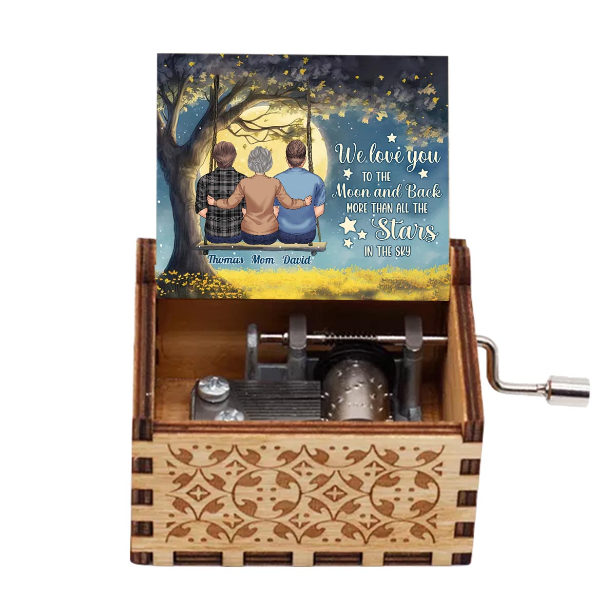 More Than All The Stars - Personalized Mother's Day Grandma Hand Crank Music Box