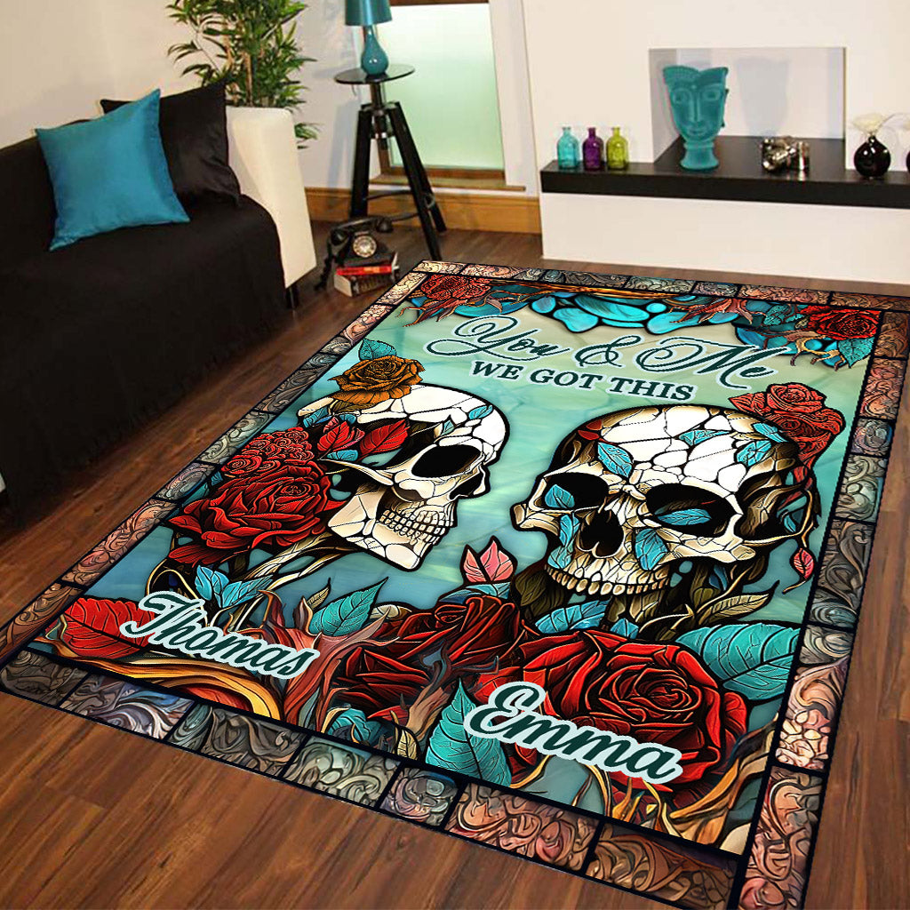 Skull Couple - Skull gift for husband, wife, boyfriend, girlfriend - Personalized Rug