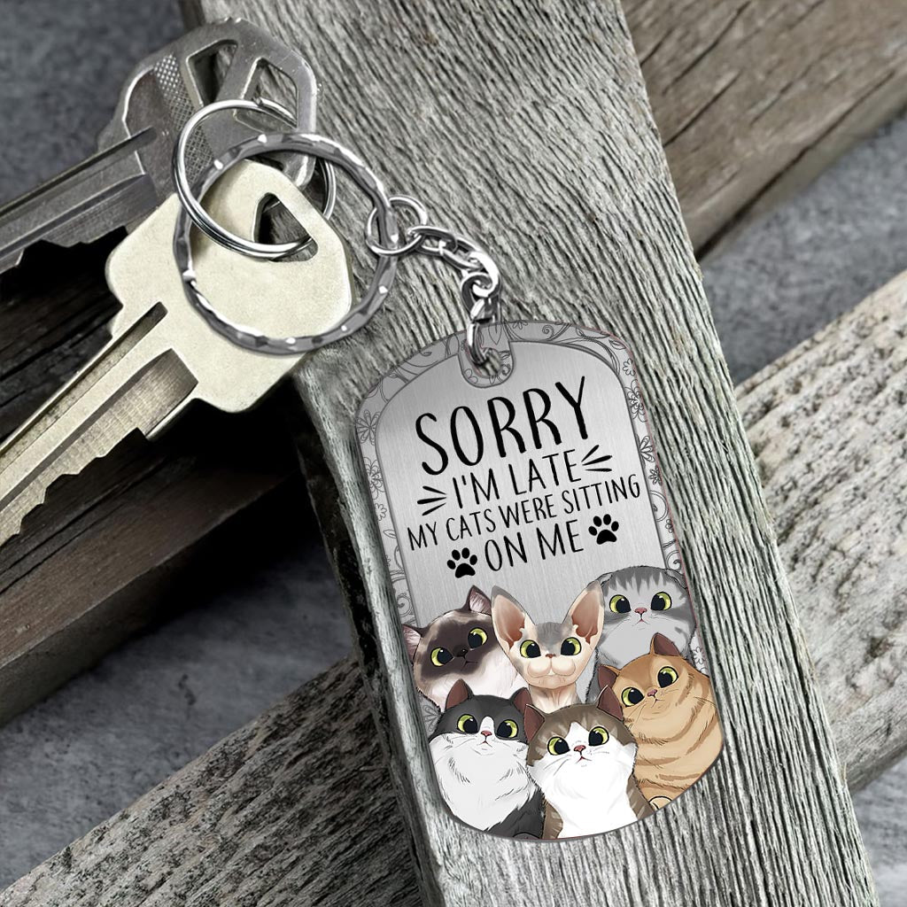 Sorry I'm Late - Personalized Cat Stainless Steel Keychain