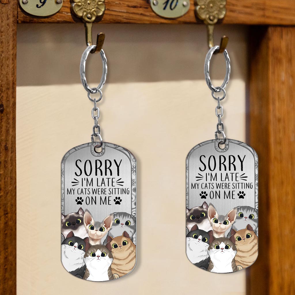 Sorry I'm Late - Personalized Cat Stainless Steel Keychain