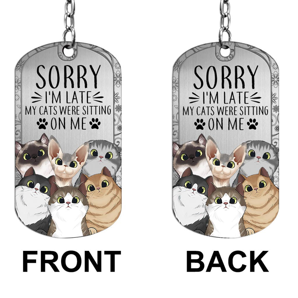 Sorry I'm Late - Personalized Cat Stainless Steel Keychain