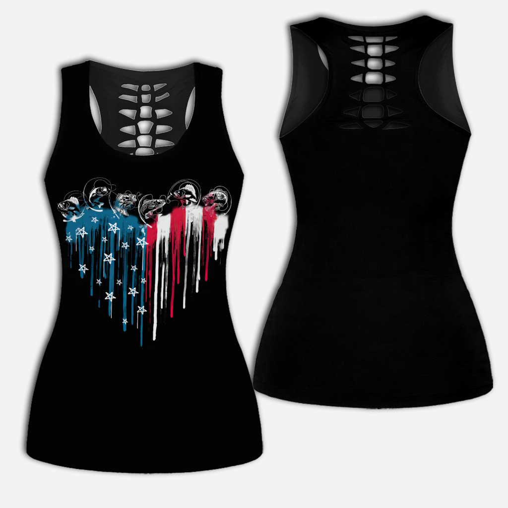 Fishing Freedom - Personalized Independence Day Hollow Tank Top and Leggings