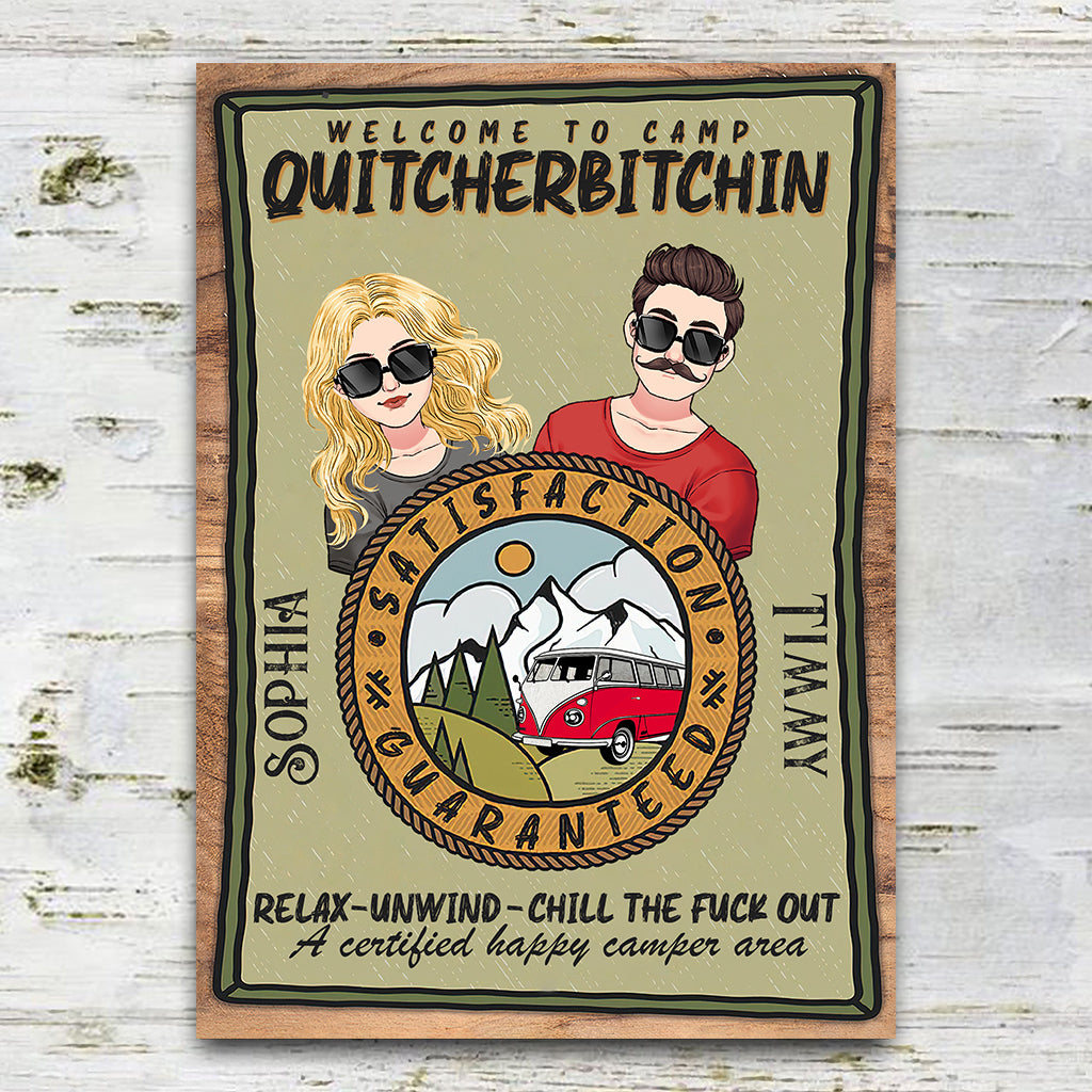 Welcome To Camp Quitcherbitchin - Personalized Camping Rectangle Metal Sign