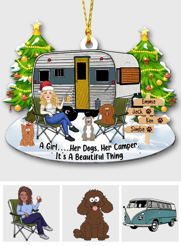 A Girl And Her Dog - Camping gift for dog lover - Personalized Ornament