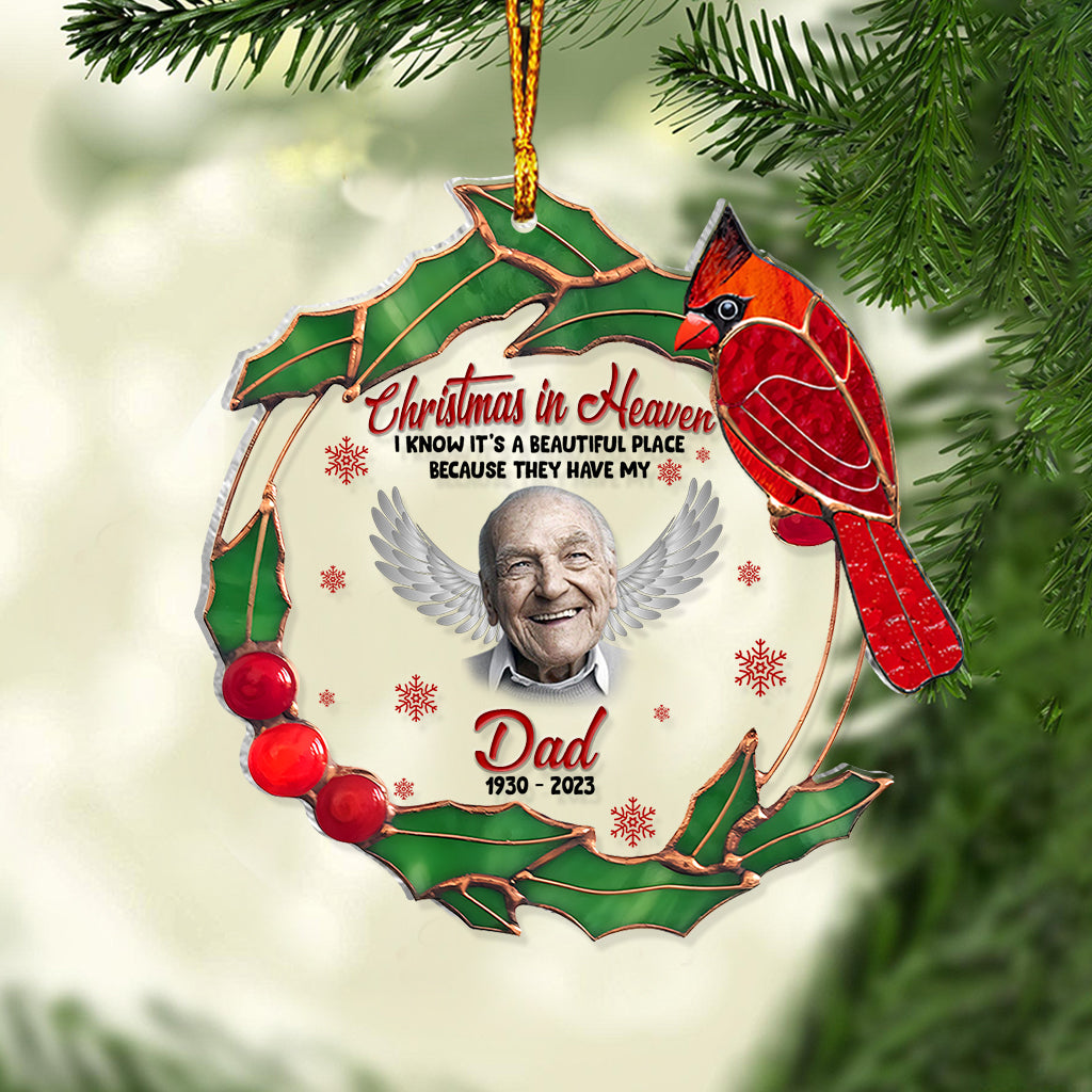 Christmas In Heaven - Memorial gift for loss of - Personalized Transparent Ornament