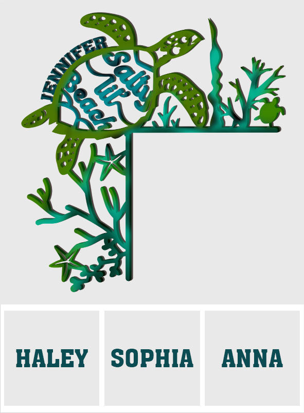 Salty Lil' Beach - Personalized Turtle Door Frame Decoration