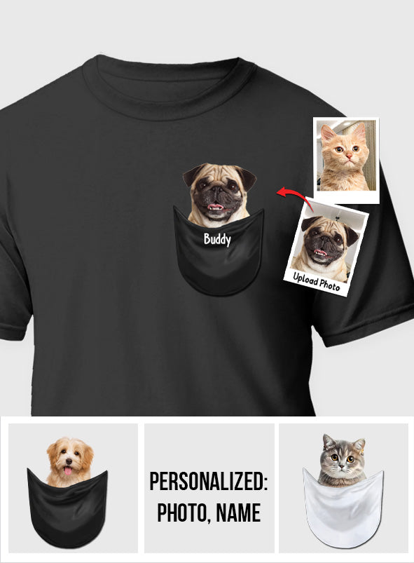 Adorable animal de compagnie dans la poche - T-shirt et sweat à capuche personnalisés pour chien