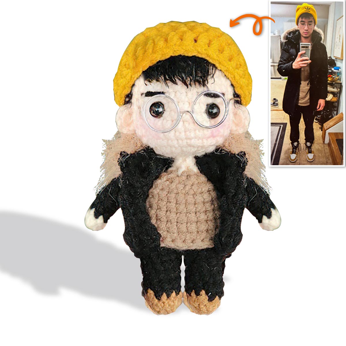 Mini Me Doll - Gift for sibling - Personalized Hand Knitted Doll