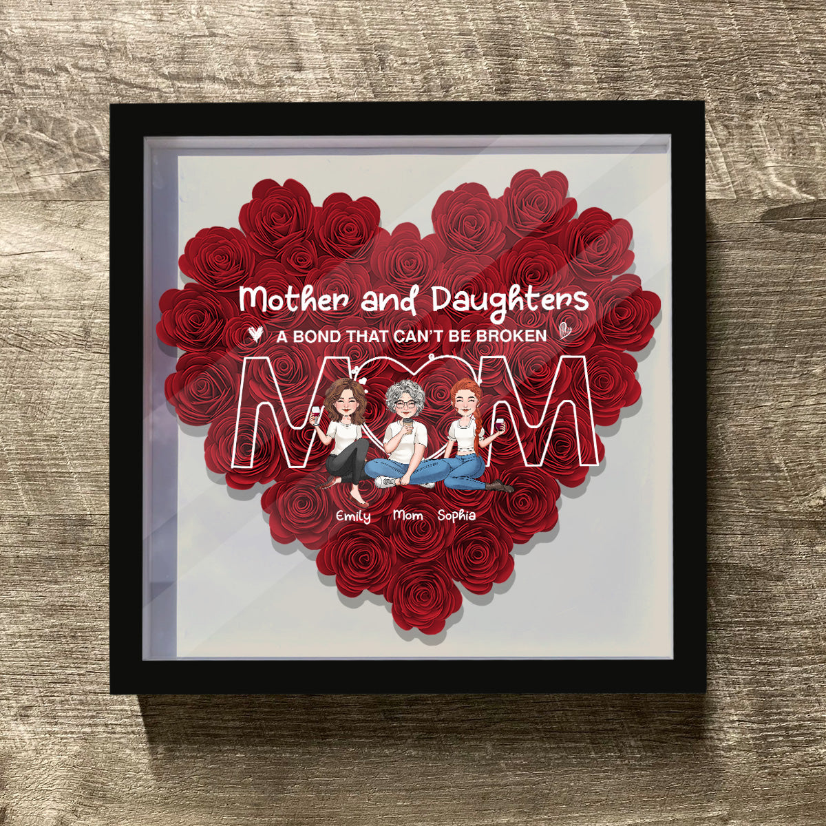 A Bond That Can’t Be Broken - Personalized Mother Flower Shadow Box