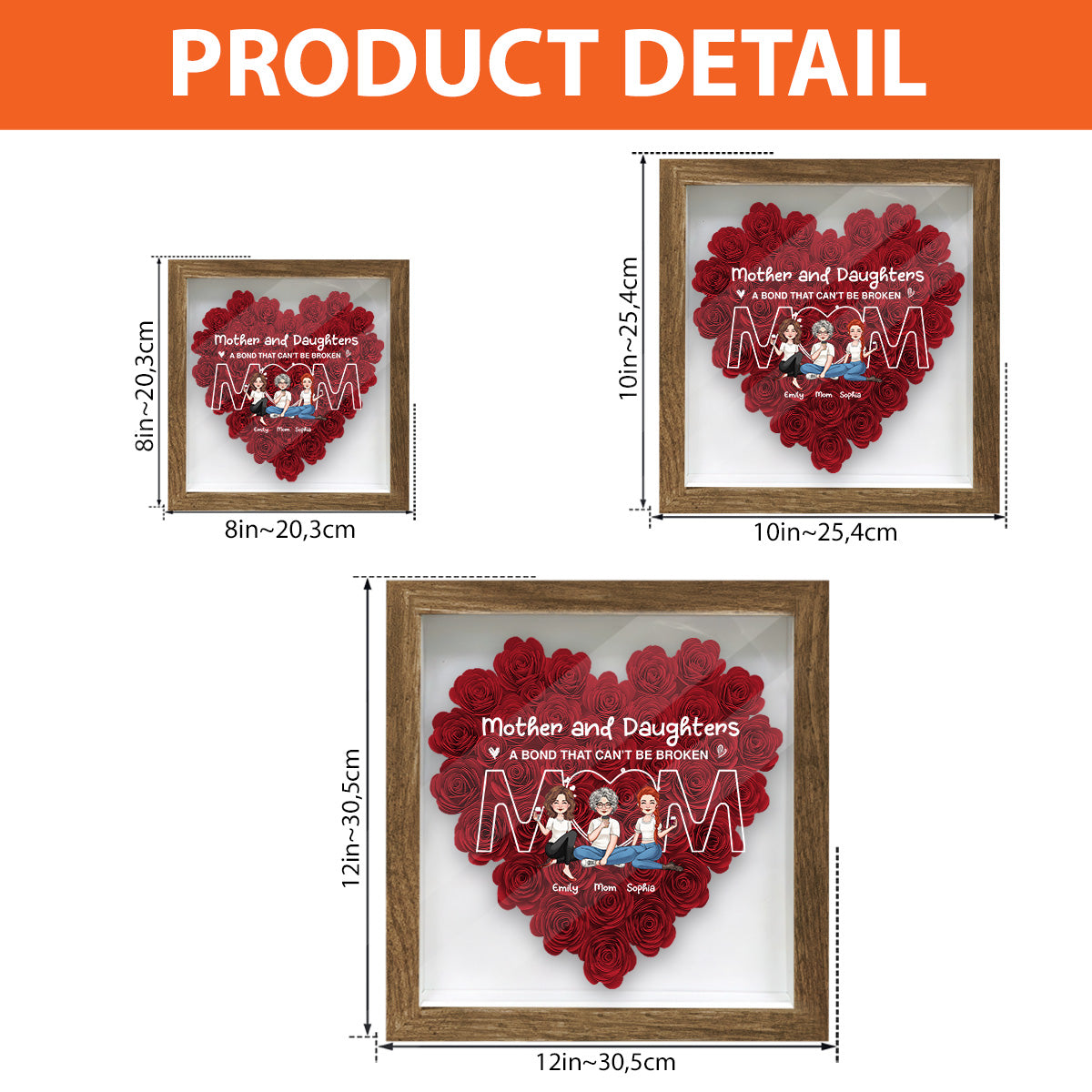 A Bond That Can’t Be Broken - Personalized Mother Flower Shadow Box
