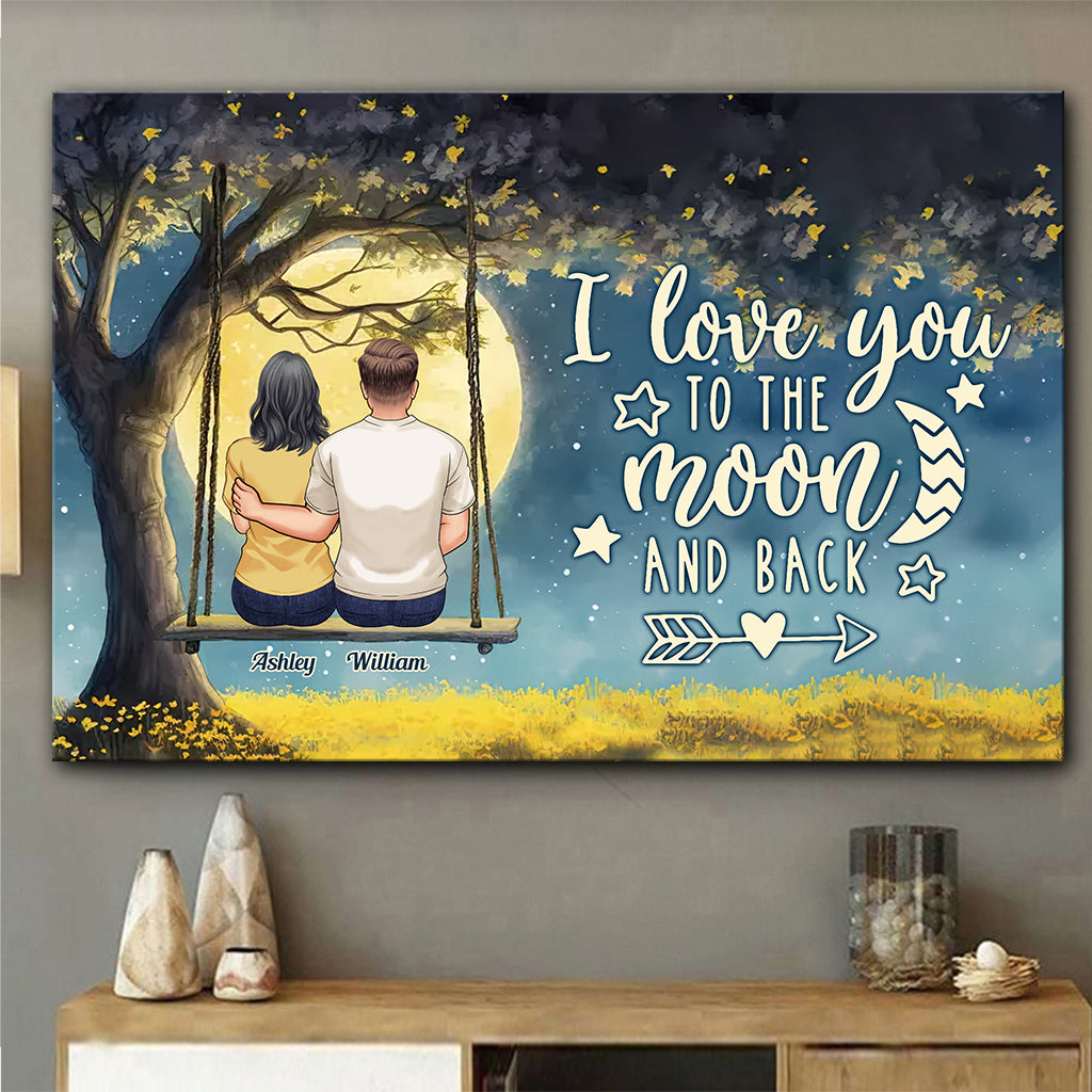 To The Moon And Back - Personalized Couple Canvas and Poster
