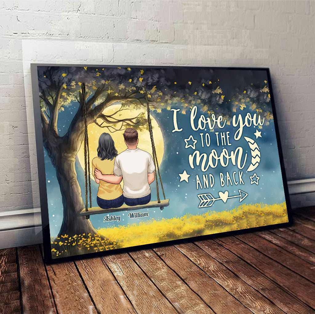To The Moon And Back - Personalized Couple Canvas and Poster