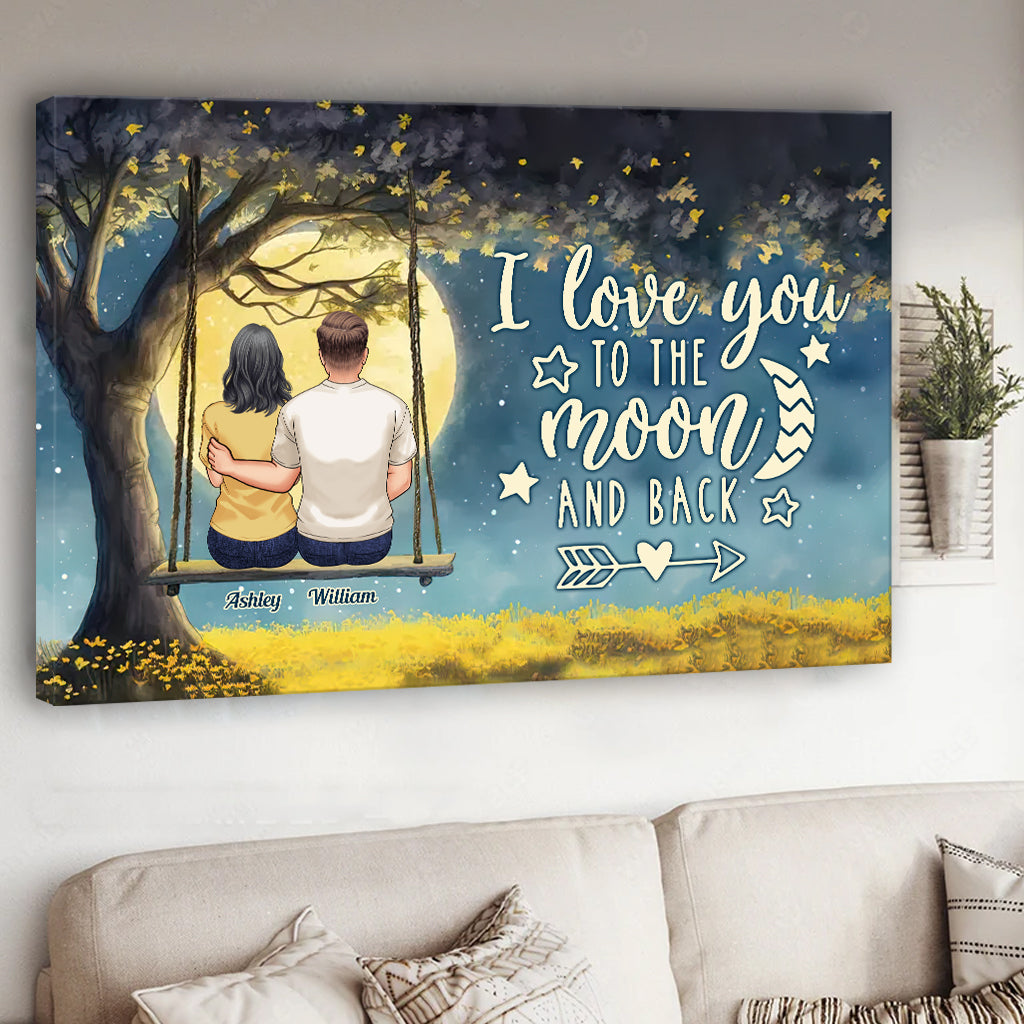 To The Moon And Back - Personalized Couple Canvas and Poster