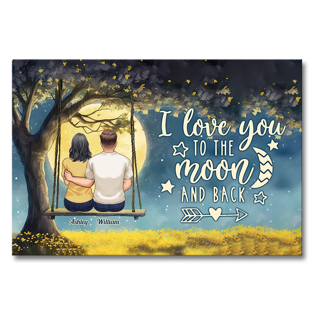 To The Moon And Back - Personalized Couple Canvas and Poster