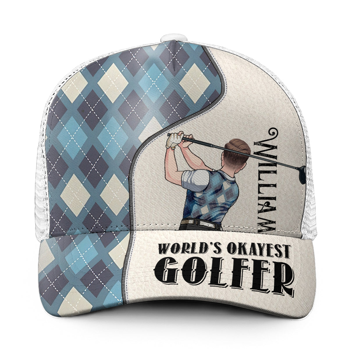 Le golfeur le moins bien du monde - Casquette de camionneur de golf personnalisée (maille blanche)