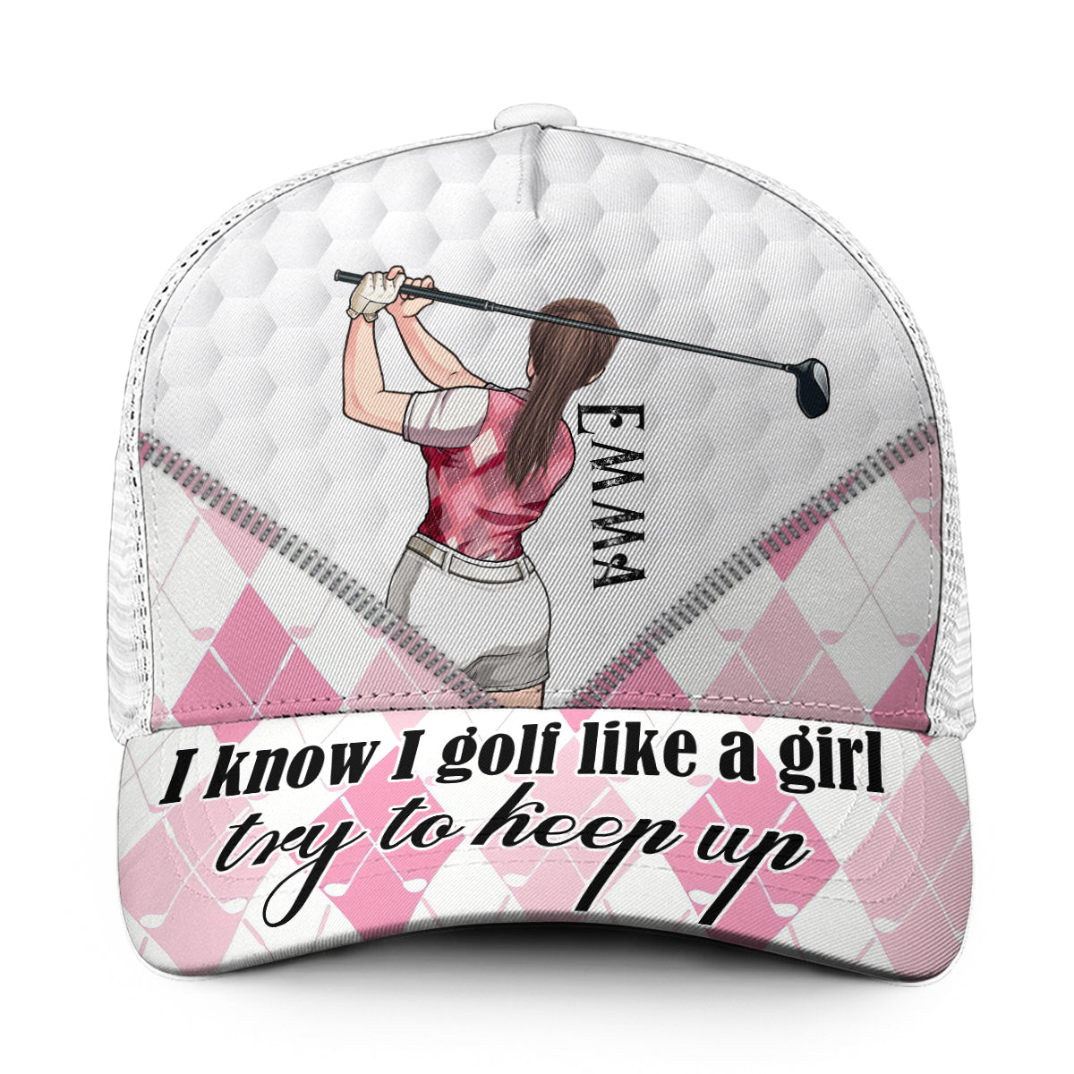 Golf Like A Girl - Personalized Golf Trucker Hat (White Mesh)