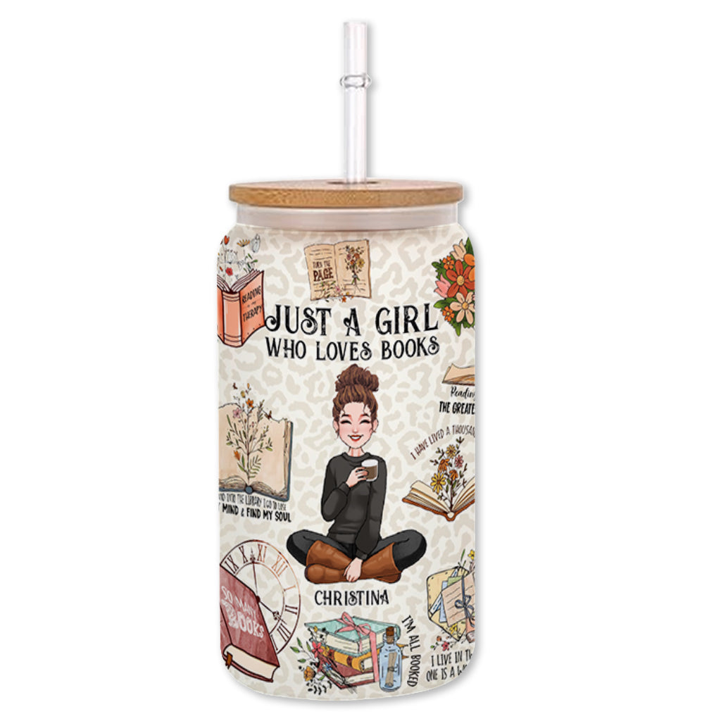 Just A Girl Who Loves Books - Personalized Book Can Glass