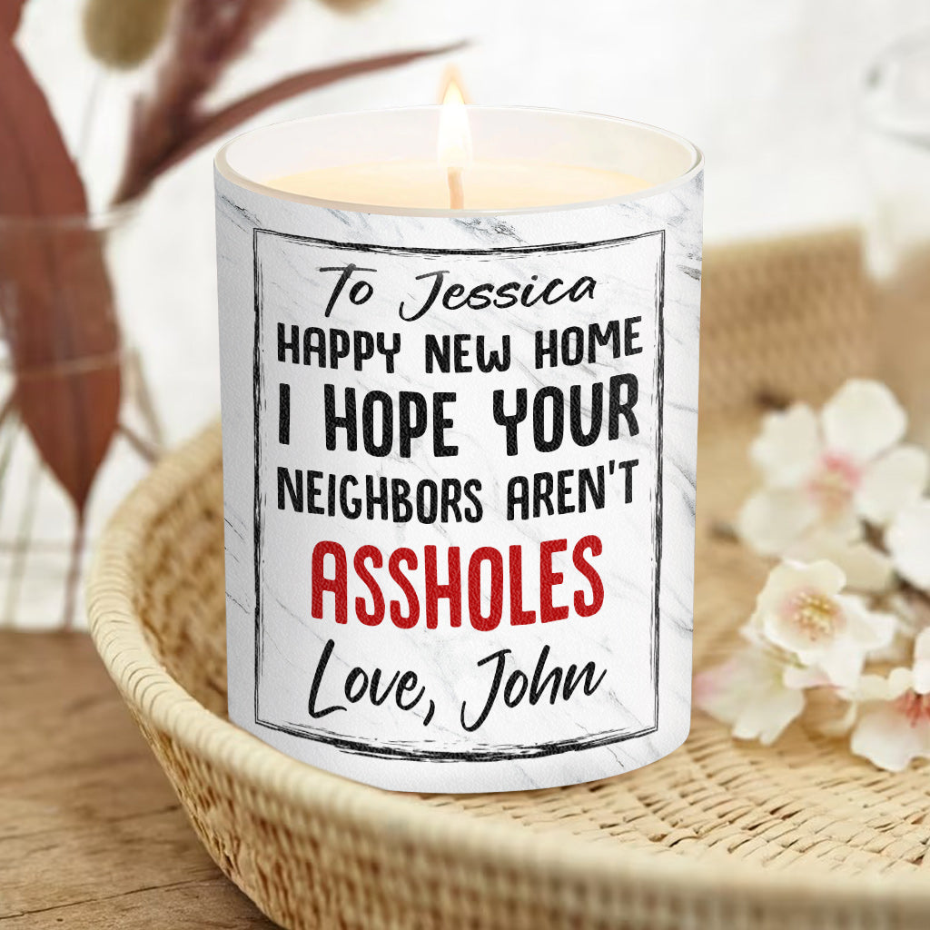 Congrats On Your New House - Personalized Housewarming Candle With Wooden Lid