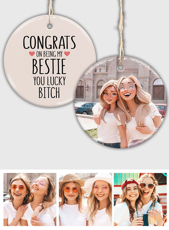 Congrats On Being My Favorite - Gift for friend - Personalized Ceramic Circle Ornament