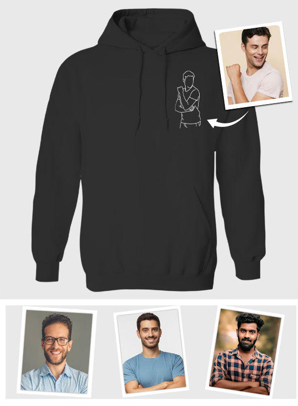 Sweat à capuche brodé personnalisé avec motif au trait - Sweat à capuche brodé personnalisé pour fils