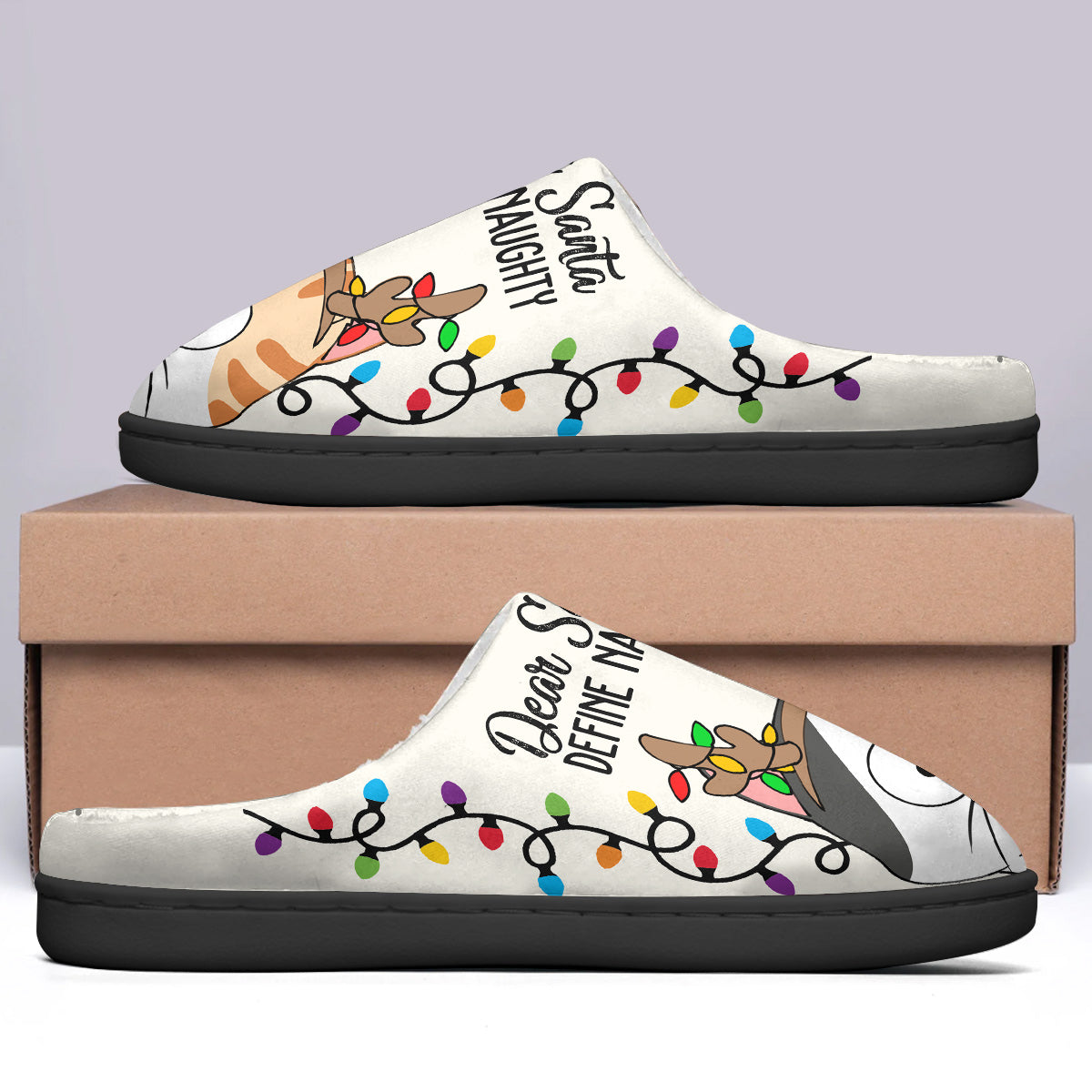 Dear Santa Define Naughty - Personalized Cat Slippers