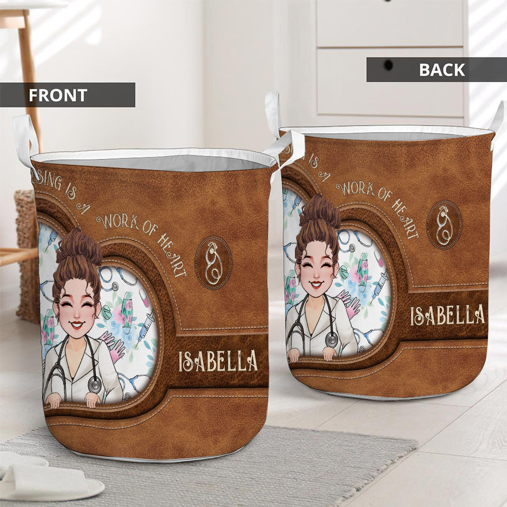 Nursing Is A Work Of Heart - Personalized Nurse Storage Basket