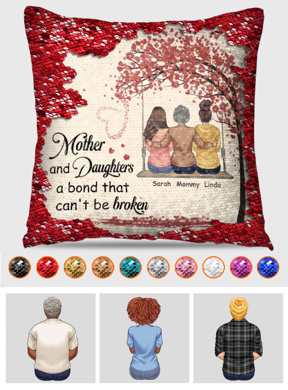Mother And Daughter Son Children A Bond Can't Be Broken - Gift for mom - Personalized Sequin Pillow Cover