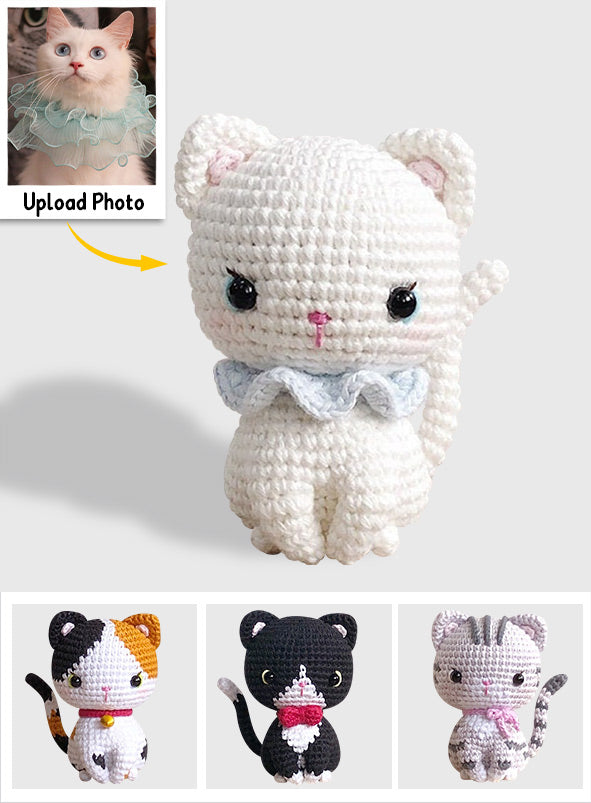 Crochet Cat Amigurumi - Gift for cat lovers - Personalized Hand Knitted Doll