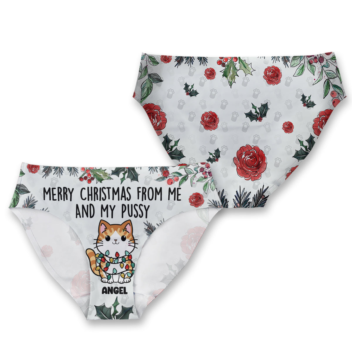 Merry Christmas From Me And My Pussy - Personalized Cat Women Briefs