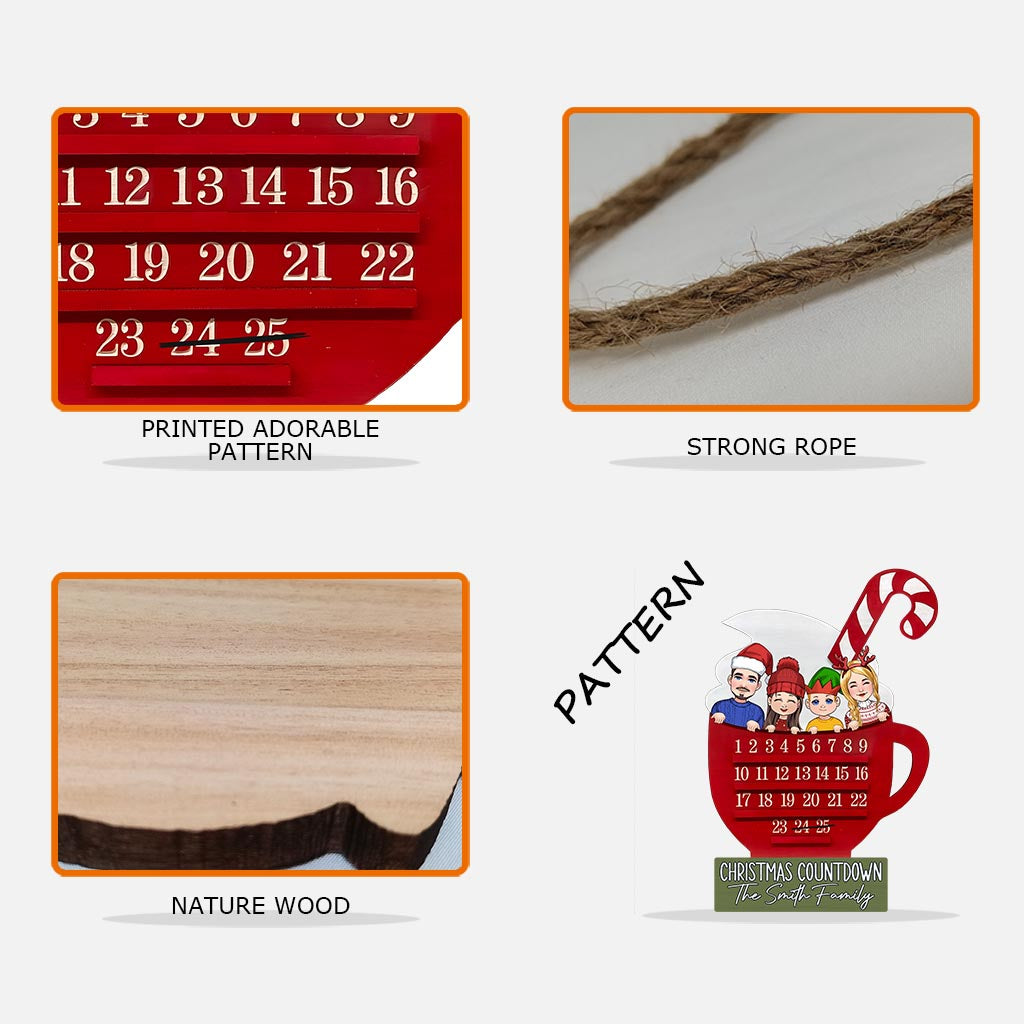 Christmas Countdown - Personalized Family Wood Sign