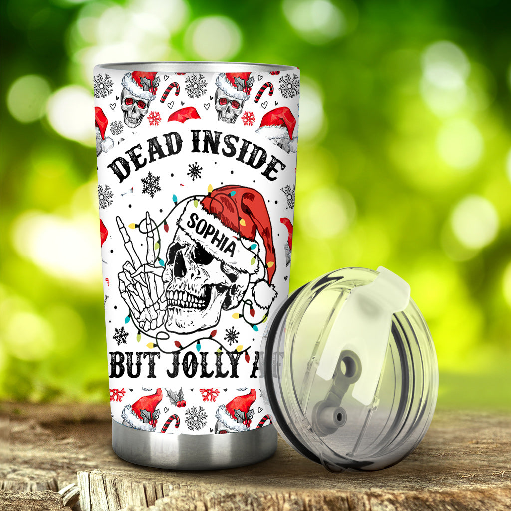 Dead Inside But Jolly AF - Personalized Skull Tumbler