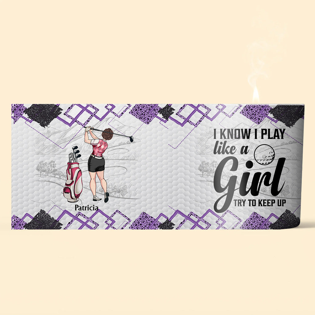 Golf Instruction - Golf gift for her, girlfriend, wife, daughter - Personalized Candle With Wooden Lid