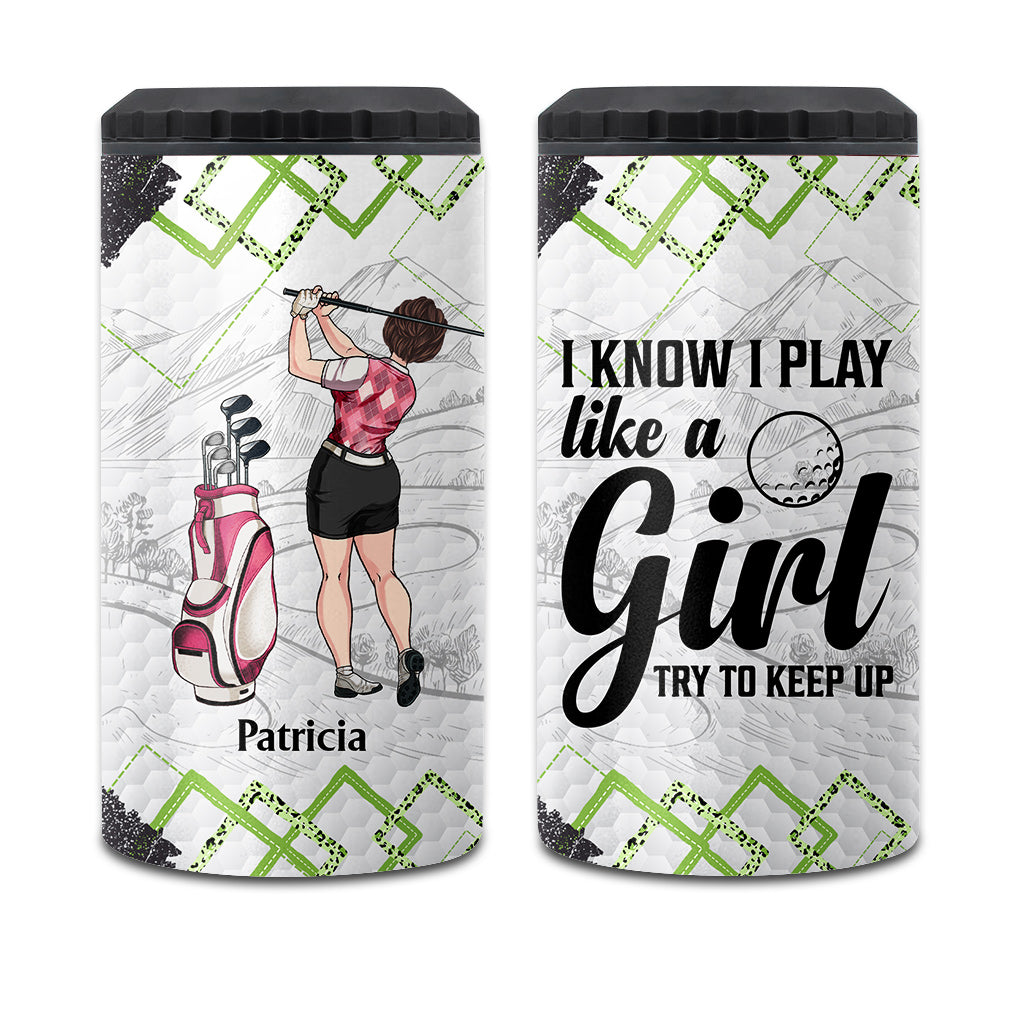 Golf Instruction - Golf gift for her, girlfriend, wife, daughter - Personalized Can Cooler