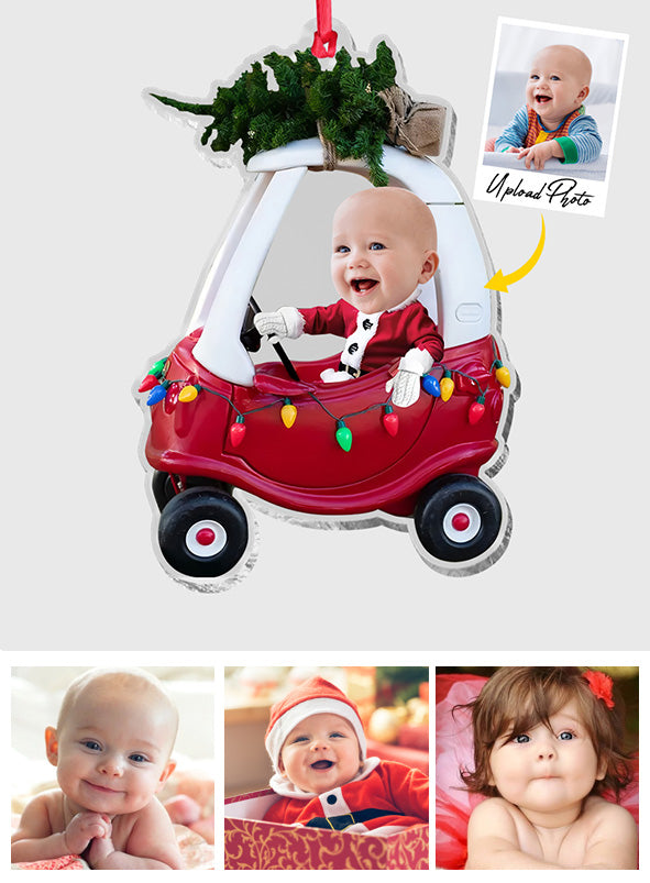 Bébé mignon - Ornement transparent personnalisé pour nouveau-né