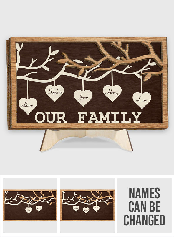 Family Tree Hanging - Personalized Family 2 Layered Wood Sign / Wood Plaque
