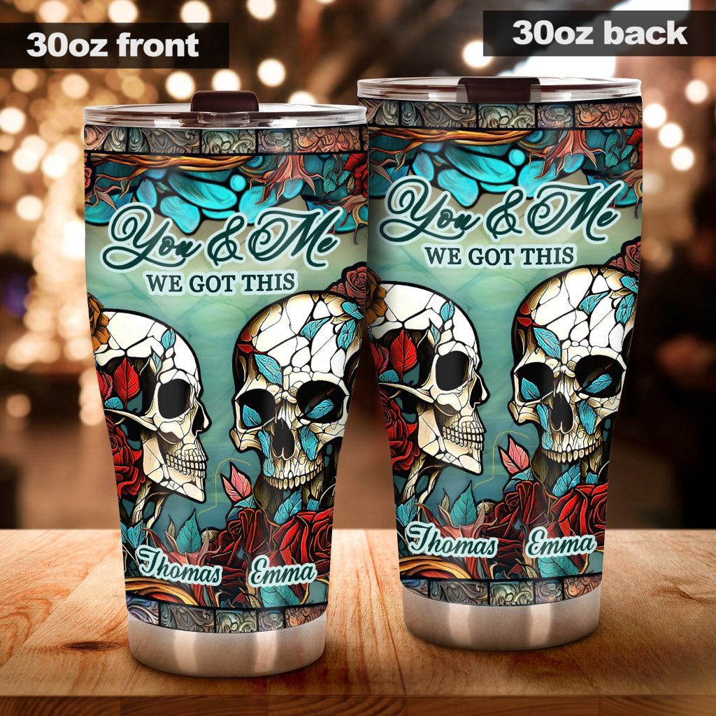 Skull Couple - Skull gift for husband, wife, boyfriend, girlfriend - Personalized Tumbler