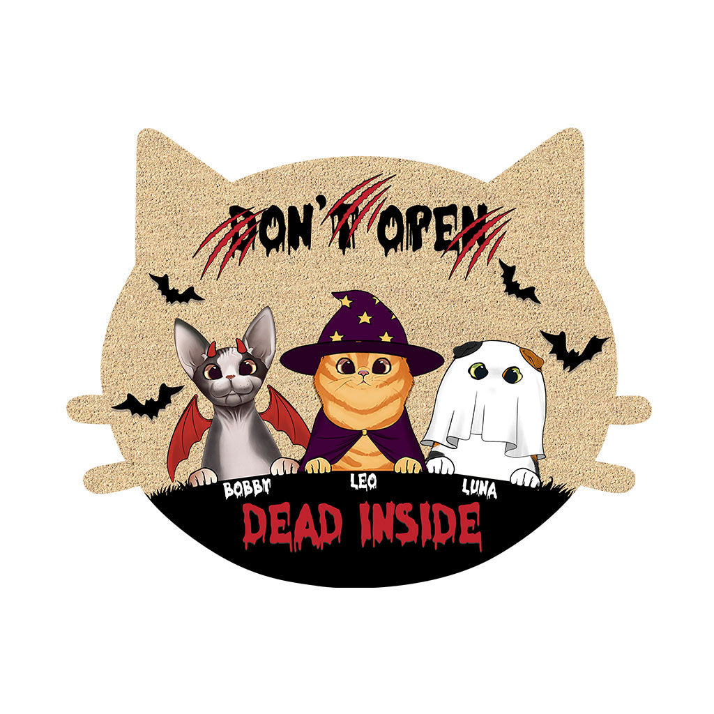 Ne pas ouvrir, mort à l'intérieur - Paillasson personnalisé en forme de chat