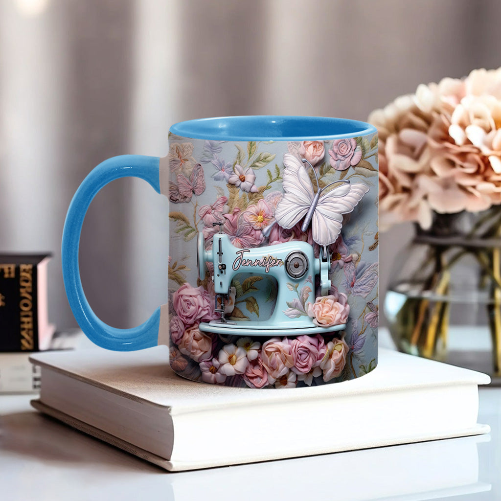 Floral Sewing Machine - Personalized Sewing Accent Mug