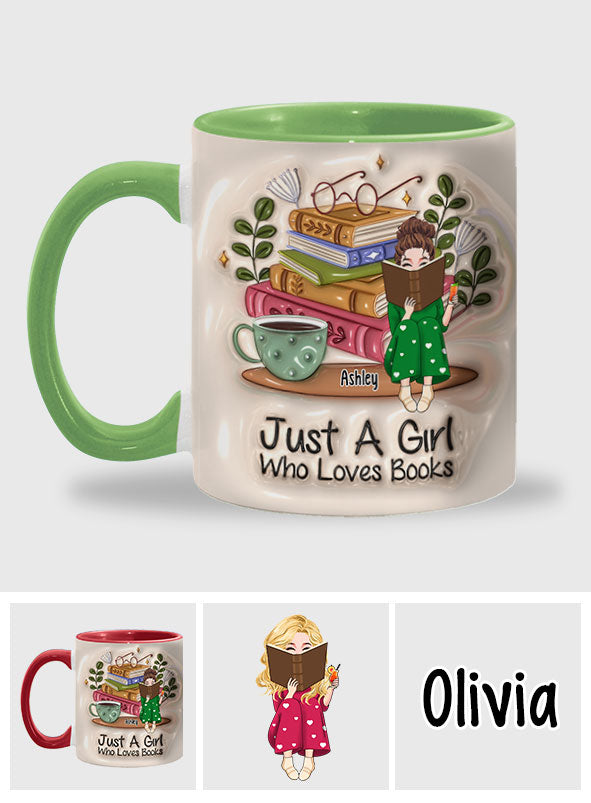 Just A Girl Who Loves Books - Personalized Book Accent Mug