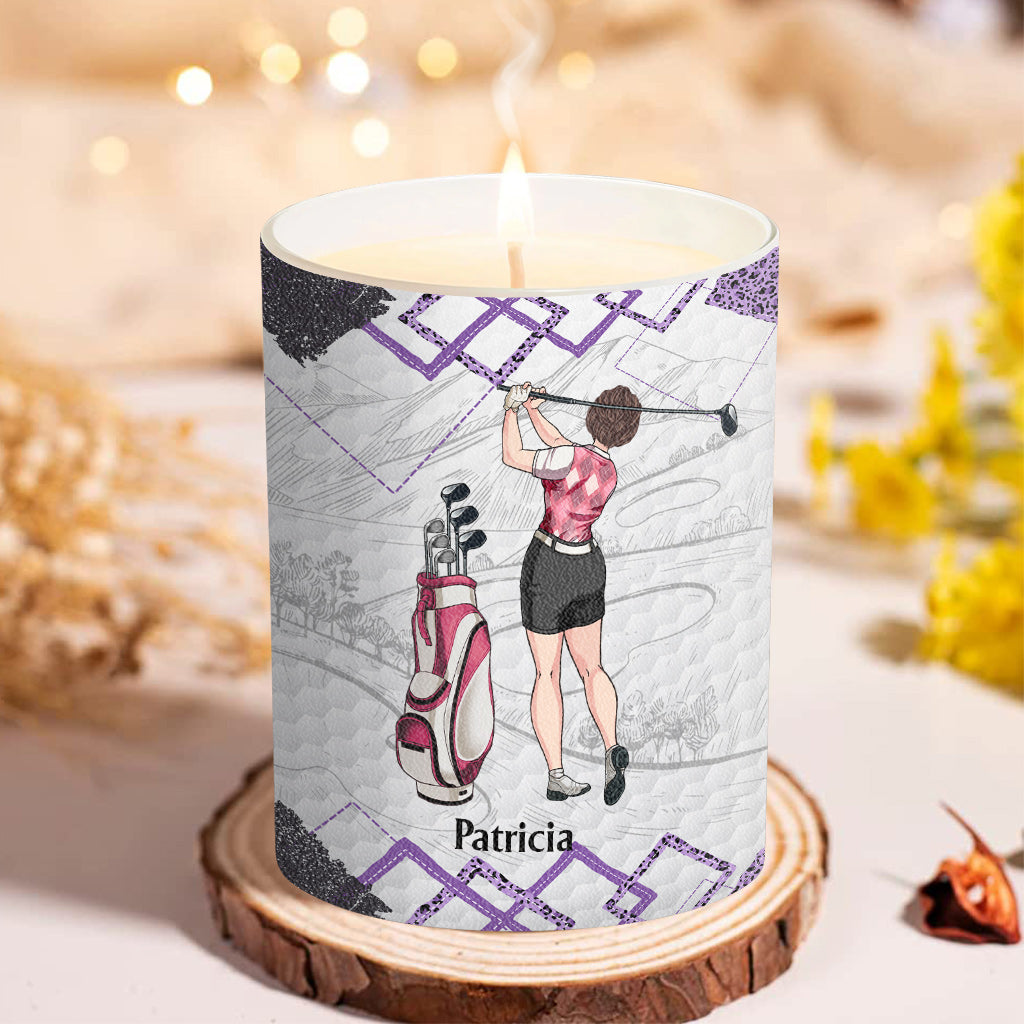 Golf Instruction - Golf gift for her, girlfriend, wife, daughter - Personalized Candle With Wooden Lid